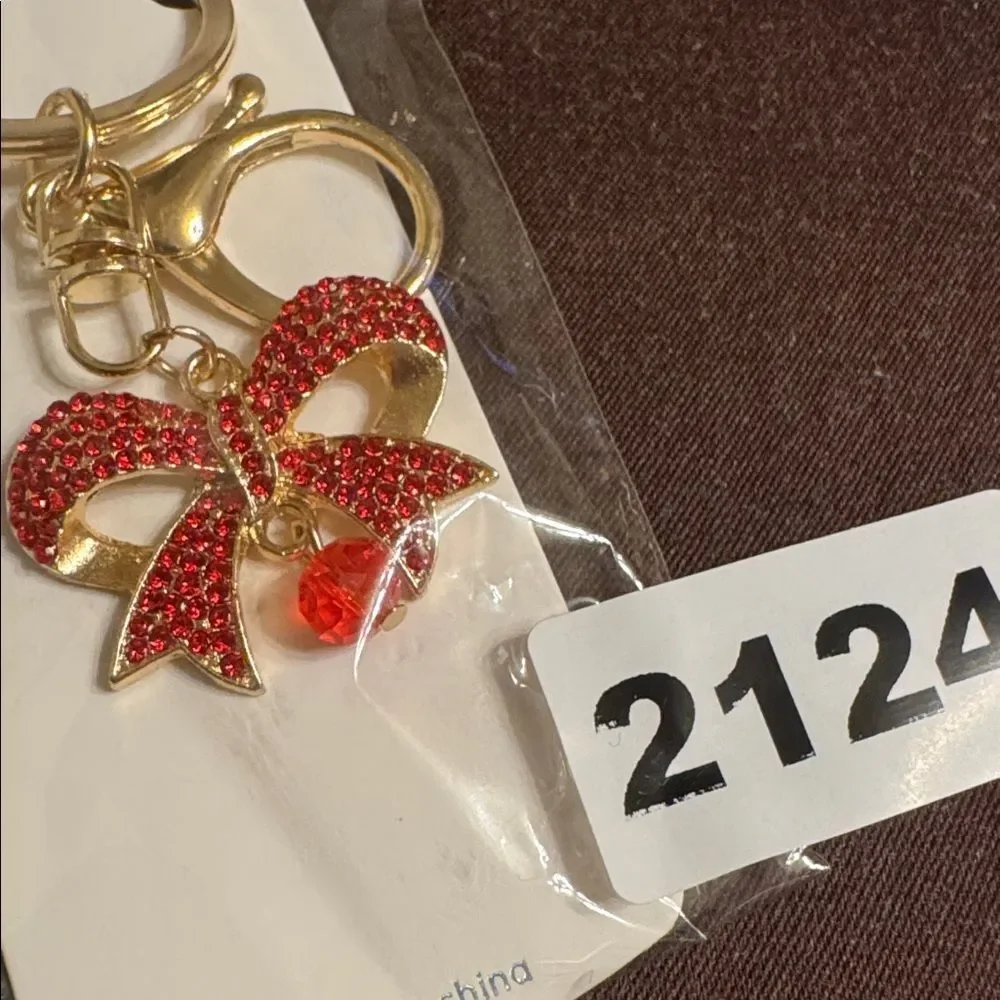 2124 Rhinestone Bow Key Ring, Bag Charm